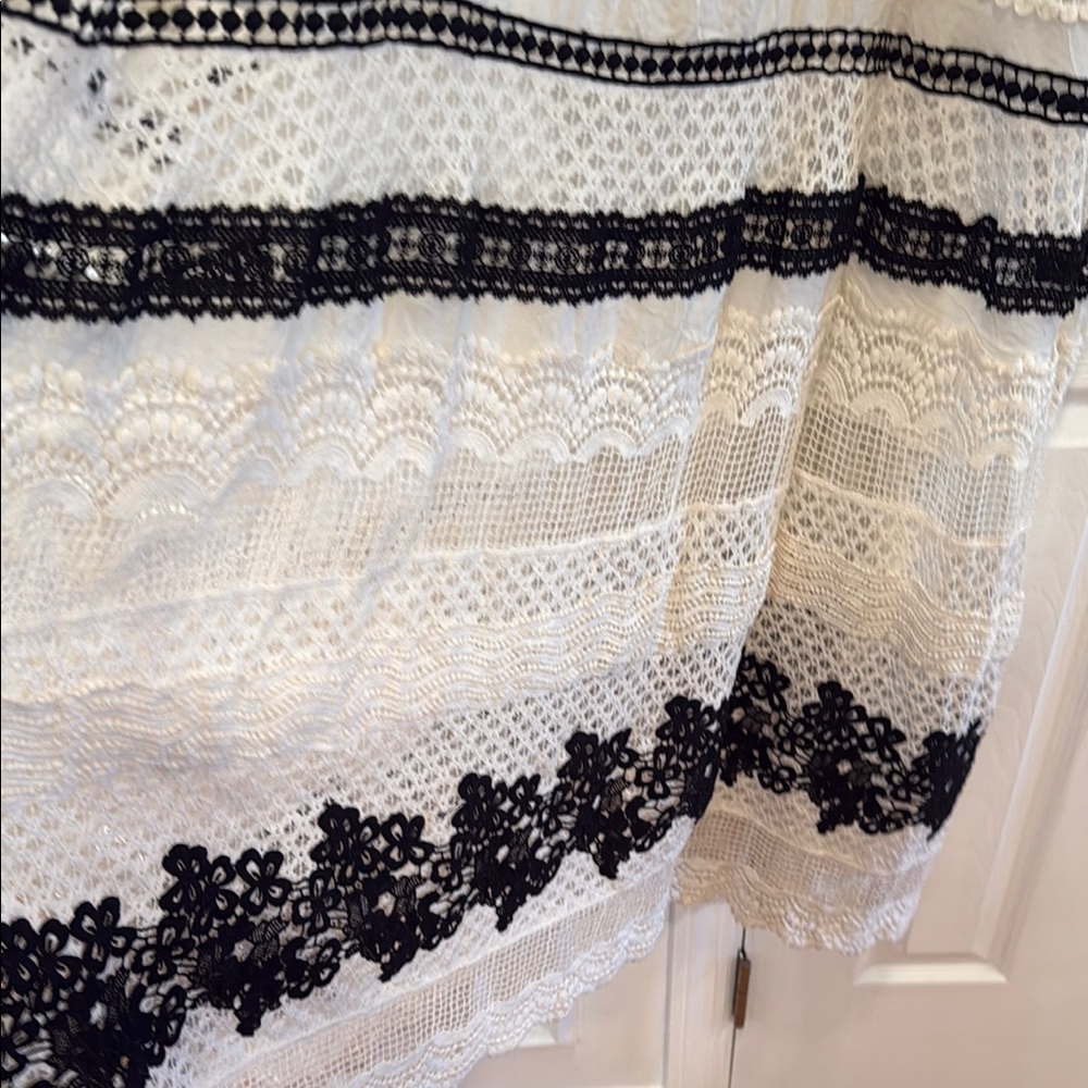 Anthropologie Cream and Black Lace Midi Dress - Picture 5 of 8